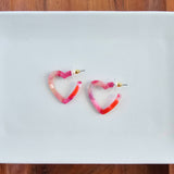 Tickled Pink Mini Heart Hoops