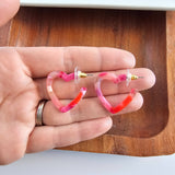 Tickled Pink Mini Heart Hoops