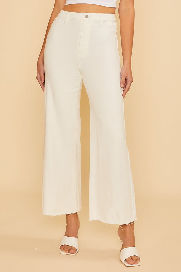 Cropped Off White Jeans