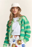 Fuzzy StripeCardigan