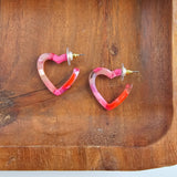 Tickled Pink Mini Heart Hoops